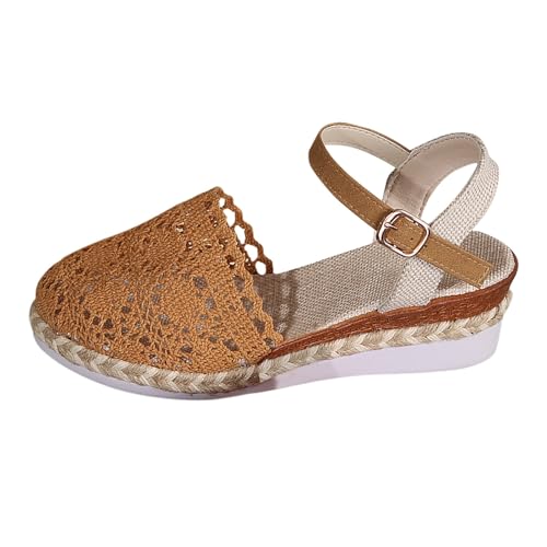 Generisch Damen Sandalen Elegante Hochwertige Frauen Schuhe Atmungsaktive Slope High Heel Hausschuhe Komfortable Freizeitmode (Brown, 37) von Generisch