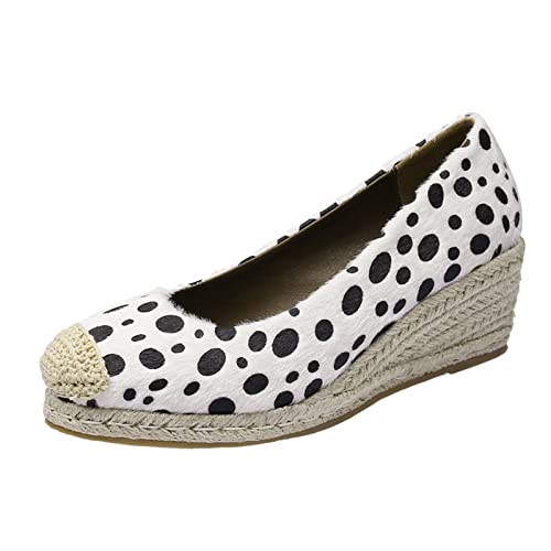 Generisch Damen Sandalen Espadrilles Schuhe Wedges High Heel Slingback Plateau Chunky Wedge Heel für Party Hochzeit (White, 40) von Generisch