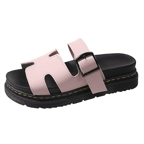 Generisch Damen Sandalen Flach Ledersandalen Slip On Verstellbaren Plateau Cozislides Freizeitschuhe Mokassins Schlupfschuhe Bequeme Cloud Atmungsaktive Sommerschuhe Casual Walkingsandaletten (37) von Generisch