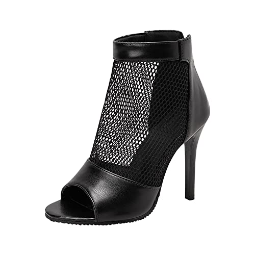 Generisch Damen Sandalen Hochhackige Keilabsatz Modelle Ethno Stil Bequem Damen Schuhe Kunstleder Ideal für den Sommer (Black, 39) von Generisch