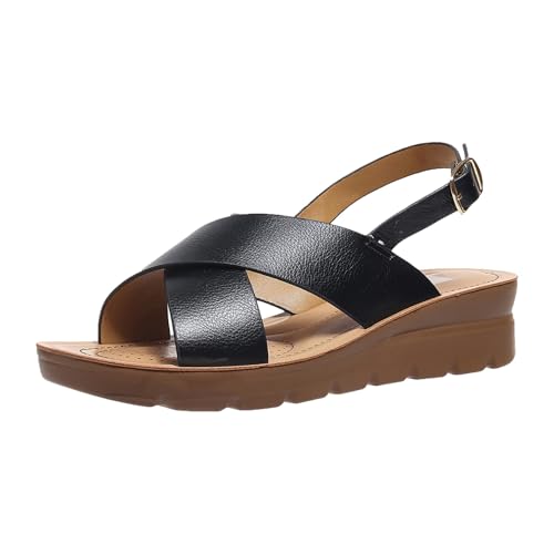 Generisch Damen Sandalen Plateau Keilabsatz WildlederSchuhe Peeptoe SommerSandalen Slingback Verstellbaren Glitzer Strandsandalen Pantoletten Bequeme Weiches Lässige Wanderschuhe Freizeitschuhe (38.5) von Generisch