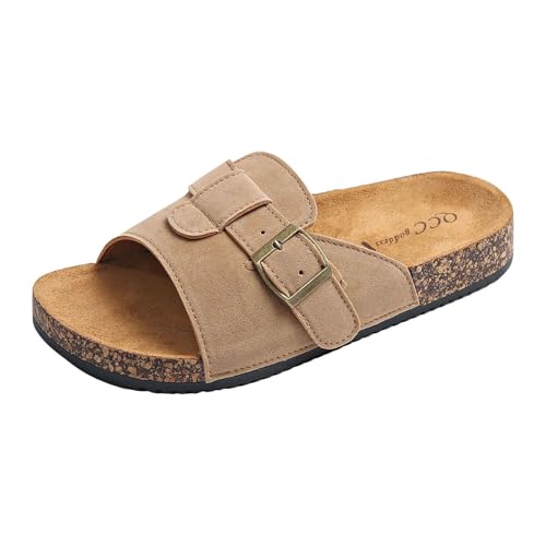 Generisch Damen Sandalen Plateau WildlederSchuhe mit Kork-Fußbett Vintage Pantoletten Slip On Verstellbaren Classic Rutschfeste Weiches Fußbett Lässige Leichte Sommerschuhe Urlaub Reise (Khaki, 40.5) Generisch Damen Sandalen Plateau WildlederSchuhe mit Kork-Fußbett Vintage Pantoletten Slip On Verstellbaren Classic Rutschfeste Weiches Fußbett Lässige Leichte Sommerschuhe Urlaub Reise (Khaki, 40.5) von Generisch