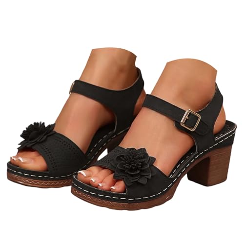 Generisch Damen Sandalen Sommer, Sommerschuhe Damen Sandaletten Elegante Barfußschuhe Festliche Sandalen mit Absatz Elegant Hausschuhe Bequeme Sommer Barfußsandalen Für Breite Füße von Generisch