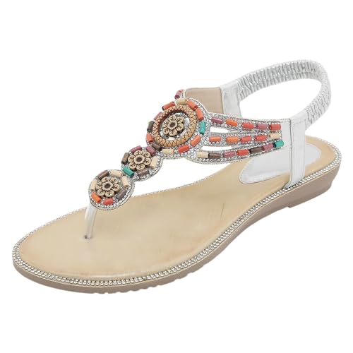 Generisch Damen Sandalen Sommer Freizeit Flach Sandalette mit Strass Perlen Bohemia Strand Schuhe Sommerschuhe Frauen rutschfest Pantoletten Modische Pantoletten mit Weiche Fussbett für Extra Leicht Generisch Damen Sandalen Sommer Freizeit Flach Sandalette mit Strass Perlen Bohemia Strand Schuhe Sommerschuhe Frauen rutschfest Pantoletten Modische Pantoletten mit Weiche Fussbett für Extra Leicht von Generisch