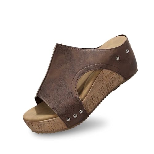 Generisch Damen Sandaletten Wedge Keilabsatz Hausschuhe Sommer Plateau Pantoletten Freizeit Strandschuhe Peeptoe Sandalette Slide Elegant Keilsandaletten Schlappen Plattform Flip Flops Strandschuhe von Generisch