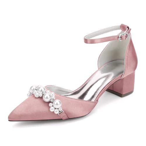 Generisch Damen Satin Block Stämmiger Absatz Abendkleid Schuhe Geschlossen Spitze Pointed Toe Flats Hochzeit Kleid Party Schuhe Flats 4.5Cm,Meat pink,39 EU Generisch Damen Satin Block Stämmiger Absatz Abendkleid Schuhe Geschlossen Spitze Pointed Toe Flats Hochzeit Kleid Party Schuhe Flats 4.5Cm,Meat pink,39 EU von Generisch