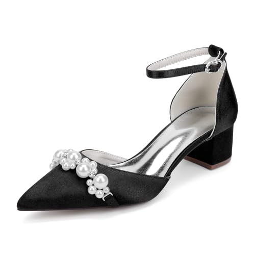 Generisch Damen Satin Block Stämmiger Absatz Abendkleid Schuhe Geschlossen Spitze Pointed Toe Flats Hochzeit Kleid Party Schuhe Flats 4.5Cm,Schwarz,37 EU Generisch Damen Satin Block Stämmiger Absatz Abendkleid Schuhe Geschlossen Spitze Pointed Toe Flats Hochzeit Kleid Party Schuhe Flats 4.5Cm,Schwarz,37 EU von Generisch