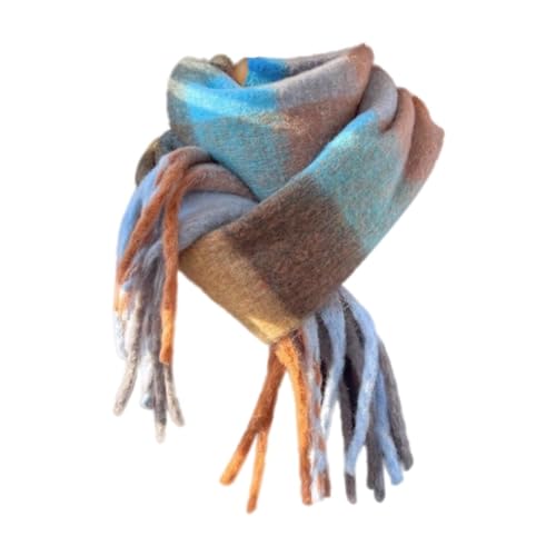 Generisch Damen Schals Groß Dreieck Winter Dreieckstuch Warmer Lieblingsschal Scarf Fransen Knopf Karoschal Poncho Soft Wrap Lange Stola Fransen Poncho Schal Beige Damen Winter Wolle FüR Schal Beige von Generisch