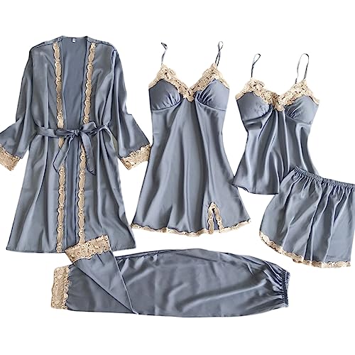 Generisch Damen Schlafanzug Langarm Pyjama Set Langarm Loungewear Kurze Pyjamahosen Damen Schlafanzug Damen Kuschelig Weich Bequem Baumwoll Nachthemden Winter Nachthemden Damen von Generisch