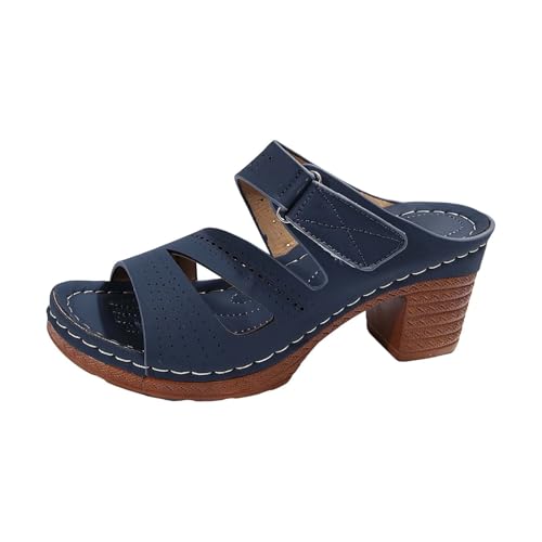 Generisch Damen Schlappen Mit Absatz Mit Verstellbarem Hausschuhe High Heels Hausschuhe Super Weich Rutschfest Urlaubspantoffeln Sommer Leichte Turnschuhe Open Toe Slippers Flip Flops Outdoorschuhe von Generisch