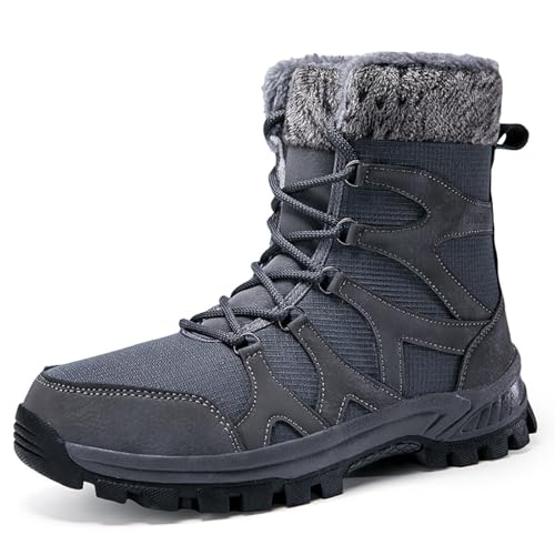 Generisch Damen Schneestiefel Wasserdicht Winterstiefel Bequeme Wärme Schnürstiefel für kalte Wetterbedingungen Ideal für Outdoor Aktivitäten (Grey, 46) von Generisch