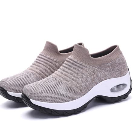 Generisch Damen Schuhe Slip On Sneakers Freizeit Atmungsaktive Fitness Turnschuhe Bequem Wanderschuhe (Kachi9,38) von Generisch