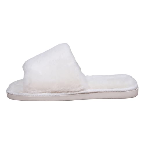 Generisch Damen Schuhe Winter Stiefeletten Paar einfarbige, Dicke, warme, rutschfeste, gepolsterte Baumwollhausschuhe für Hause Schuhe Joggen Damen (White, 39) von Generisch