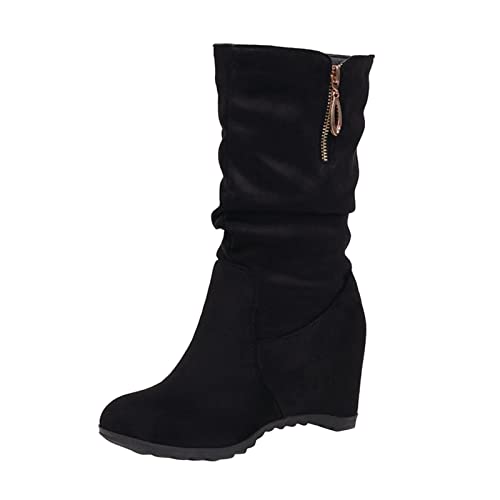 Generisch Damen Schuhe Winterstiefel Winterschuhe Boots Retro Pu Ankle Boots Stiefel Stiefeletten Ankle Boots Stiefel Stiefeletten Boots Warme Stiefel Schnalle Ankle Boots (Black, 39) von Generisch