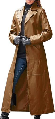 Generisch Damen Schwarzer Langer Ledermantel Elegant Trenchcoat in Voller Länge Kunstlederjacke Mantel lang Damen Kunstledermantel Reverskragen Knopfleiste/Reißverschluss Steampunk PU Mantel Generisch Damen Schwarzer Langer Ledermantel Elegant Trenchcoat in Voller Länge Kunstlederjacke Mantel lang Damen Kunstledermantel Reverskragen Knopfleiste/Reißverschluss Steampunk PU Mantel von Generisch