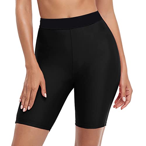 Generisch Damen Schwimmradler Badehose Schwimmhose Bauchweg High Waist Bikinihose Bermuda Bikinishorts(Schwarz, L) von Generisch