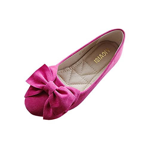 Generisch Damen Singles Schuhe Flache Schuhe Bowknot Freizeitschuhe Slip On Arbeitsschuhe Damenschuhe Schwarz Elegant Mit Absatz (Hot Pink, 41) von Generisch