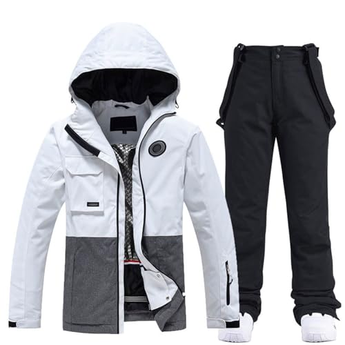 Generisch Damen Skijacke & Skihose Set Skianzug 2 teilig Schneeanzug Wasserdicht Warm Winterjacke mit Abnehmbare Kapuzen zum Skifahren Snowboarden Schneejacke Schneehose Skioverall Damen von Generisch
