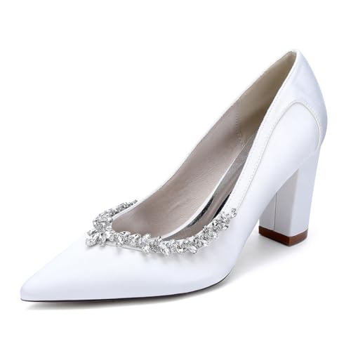 Generisch Damen Slip Auf Braut Pumps Slip-on Pumps Party Kleid Schuhe Stämmiger Block Hoher Absatz Sandalen Strass Satin Hochzeitsschuhe 8.5cm,Weiß,42 EU Generisch Damen Slip Auf Braut Pumps Slip-on Pumps Party Kleid Schuhe Stämmiger Block Hoher Absatz Sandalen Strass Satin Hochzeitsschuhe 8.5cm,Weiß,42 EU von Generisch