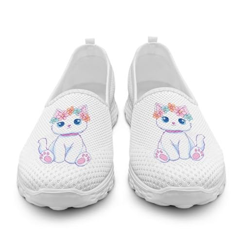 Generisch Damen-Slip-On-Sneaker Teenager Mädchen rutschfeste Walking-Laufschuhe Atmungsaktive Mesh-Arbeits-Freizeit-Leichtgewicht-Tennis-Trainingsschuhe von Generisch