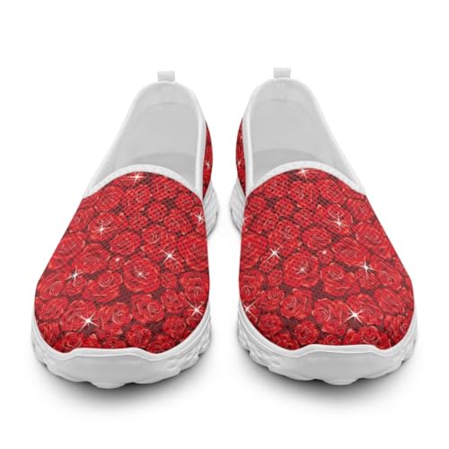 Generisch Damen-Slip-On-Sneaker Teenager Mädchen rutschfeste Walking-Laufschuhe Atmungsaktive Mesh-Arbeits-Freizeit-Leichtgewicht-Tennis-Trainingsschuhe von Generisch