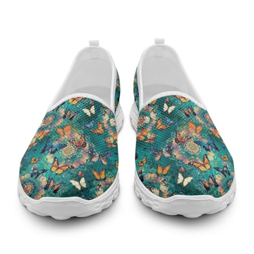 Generisch Damen-Slip-On-Sneaker Teenager Mädchen rutschfeste Walking-Laufschuhe Atmungsaktive Mesh-Arbeits-Freizeit-Leichtgewicht-Tennis-Trainingsschuhe von Generisch