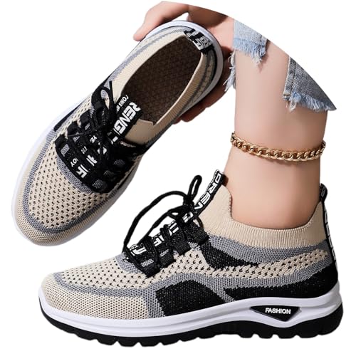 Generisch Damen Sneaker Atmungsaktiv Turnschuhe Lässige Bequeme Schnürschuhe Mesh Athletic Laufschuhe Casual Leichte Sportschuhe Outdoor Komfort Walkingschuhe mit Fußgewölbeunterstützung von Generisch