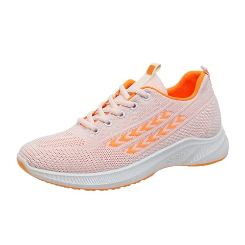 Generisch Damen Sneaker Atmungsaktiv Turnschuhe Leicht Laufschuhe Sportschuhe Freizeitschuhe Trachten Sneaker Damen Neon Orange Schuhe Damen von Generisch