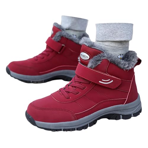 Generisch Damen Sneakers Sportliche Winter Schuhe für Wandern rutschfest Warm Ideal für Schnee Outdoor-Aktivitäten (Red, 42) von Generisch