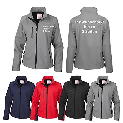 Generisch Damen Softshell-Jacke mit Wunschtext auf Brust+Rücken bestickt (Silber-Grau, S) von Generisch