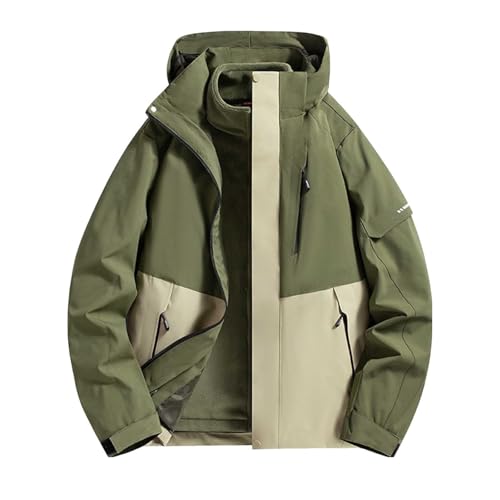 Generisch Damen Softshelljacke Kurze Gefütterte Funktionsjacke Wasserdichte Übergangsjacke mit Abnehmbarer Kapuze Regenjacke Outdoor Regenmantel Wandern Regenmantel Unisex Erwachsene Windjacke von Generisch