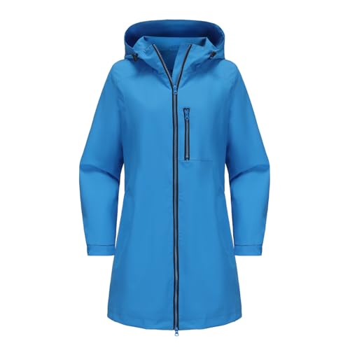 Generisch Damen Softshelljacke Lange Übergangsjacke Wasserdicht Winddicht Softshellmantel Windbreaker Atmungsaktiv Wanderjacke Outdoor Mantel mit Kapuze Herbstmode Damen von Generisch