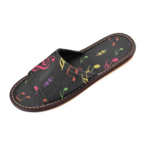 Generisch Damen Sommer Hausschuhe Bunt Musik Note Open Toe Schuhe Pantoffeln Reisehaus Pantoffeln von Generisch