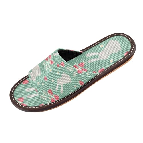 Generisch Damen Sommer Hausschuhe Netter Kaninchen Wilder Erdbeer Wald Open Toe Schuhe Pantoffeln Reisehaus Pantoffeln von Generisch