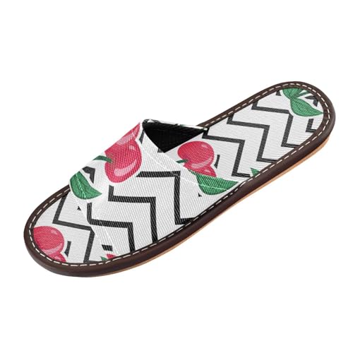 Generisch Damen Sommer Hausschuhe Obst Kirsche Chevron Open Toe Schuhe Pantoffeln Reisehaus Pantoffeln von Generisch