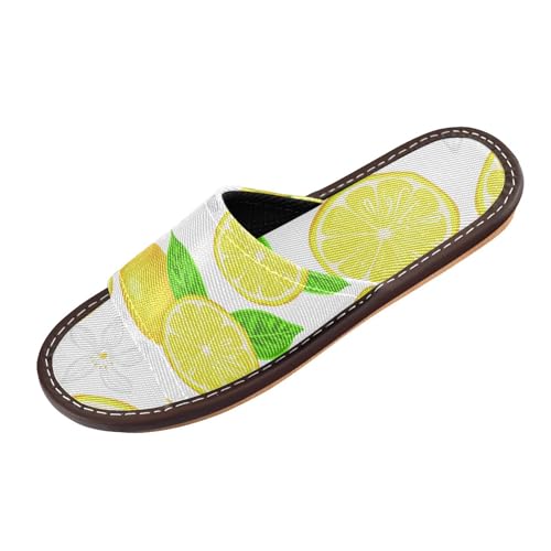 Generisch Damen Sommer Hausschuhe Obst Zitrone Druck Gelb Open Toe Schuhe Pantoffeln Reisehaus Pantoffeln von Generisch