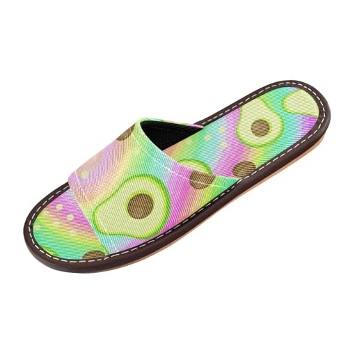 Generisch Damen Sommer Hausschuhe Regenbogen Avocado Open Toe Schuhe Pantoffeln Reisehaus Pantoffeln von Generisch