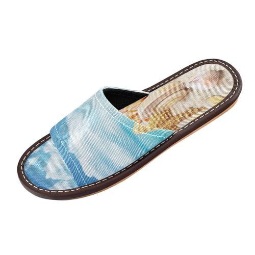 Generisch Damen Sommer Hausschuhe Sommer Strand Seestern Muschel Open Toe Schuhe Pantoffeln Reisehaus Pantoffeln von Generisch