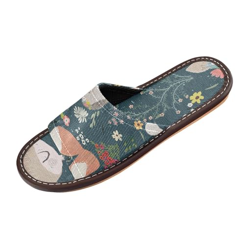Generisch Damen Sommer Hausschuhe Süß Igel Fuchs Hirsch Open Toe Schuhe Pantoffeln Reisehaus Pantoffeln von Generisch