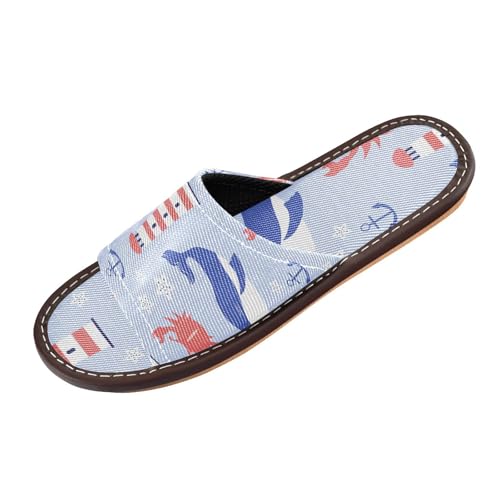 Generisch Damen Sommer Hausschuhe Süß Karikatur Wal Seestern Leuchtturm Krabbe Open Toe Schuhe Pantoffeln Reisehaus Pantoffeln von Generisch