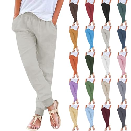 Generisch Damen Sommer Leinenhose 7/8 Leichte Freizeithose Casual Musselin Sommerhose Stoffhose Kordelzug Straight Leg Luftig Hose Mit Taschen Generisch Damen Sommer Leinenhose 7/8 Leichte Freizeithose Casual Musselin Sommerhose Stoffhose Kordelzug Straight Leg Luftig Hose Mit Taschen von Generisch
