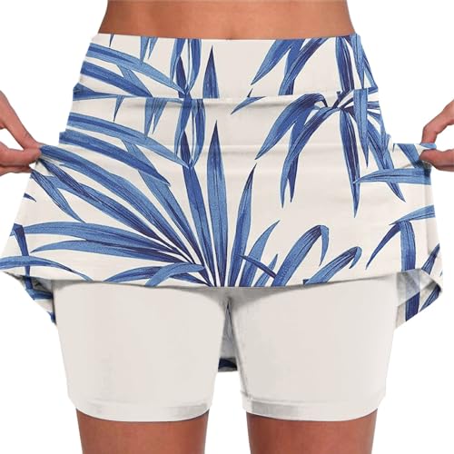 Generisch Damen Sommer Skort Rock mit Hose Drunter 3 Taschen Mädchen Faltenrock Wanderrock Golfrock Sportrock Tennisrock RöCke Damen von Generisch