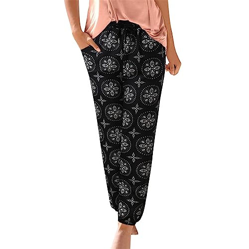 Generisch Damen Sommerhose Leicht Lang Stoffhose Freizeithose Schlupfhose Lockere Luftig Sommerhosen Relaxhose Boho Elegant Lässige Hose Mit Taschen Hose Yogahose Haremshose von Generisch