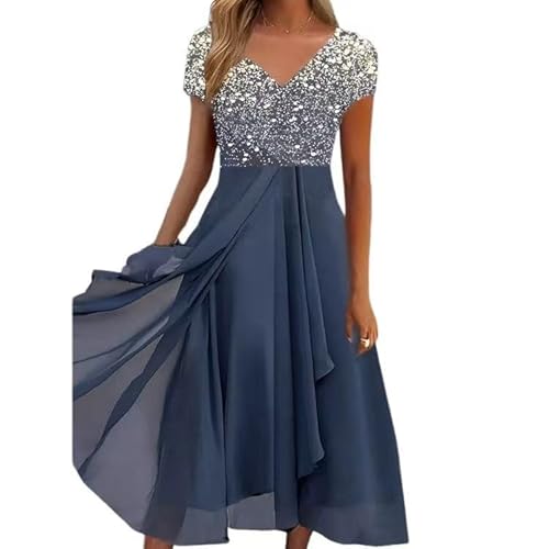 Generisch Damen Sommerkleid Knielang Damen Kleider Spitzenkleid Chiffon Cocktailkleid Festliches Ballkleid Brautjungfernkleider Für Hochzeit Midi Abendkleider von Generisch