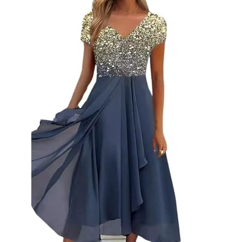 Generisch Damen Sommerkleid Knielang Damen Kleider Spitzenkleid Chiffon Cocktailkleid Festliches Ballkleid Brautjungfernkleider Für Hochzeit Midi Abendkleider von Generisch