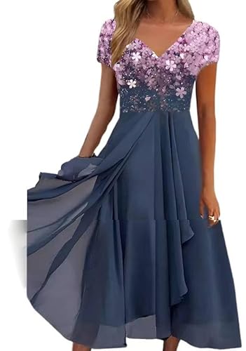 Generisch Damen Sommerkleid Knielang Damen Kleider Spitzenkleid Chiffon Cocktailkleid Festliches Ballkleid Brautjungfernkleider Für Hochzeit Midi Abendkleider von Generisch
