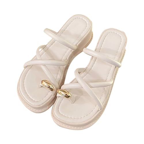 Generisch Damen Sommerschuhe Bequem Slipper | Keilsandalen Plateau Clip Toe Elegant Sandlen Plateausandalen Leicht-Bequem Schuhe Rutschfest Strandsandalen Zehensandalen Vintage Riemchensandalen von Generisch