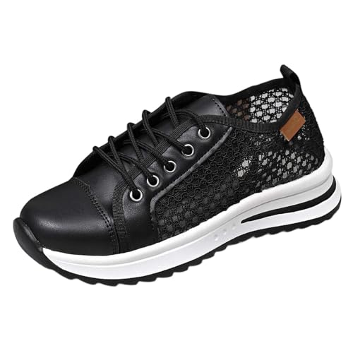 Generisch Damen Spitze Freizeitschuhe Vermascht Atmungsaktiv Schnürschuhe Mode Retro Halbschuhe Outdoor Sneaker Bequem Klobige Turnschuhe von Generisch