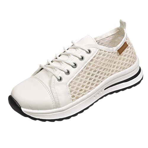 Generisch Damen Spitze Freizeitschuhe Vermascht Atmungsaktiv Schnürschuhe Mode Retro Halbschuhe Outdoor Sneaker Bequem Klobige Turnschuhe von Generisch