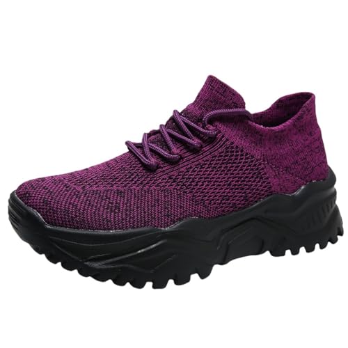 Generisch Damen Sport Freizeitschuhe,Sportschuhe Damen Weiss Plateau,Mesh Atmungsaktiv,Einfarbige Plateau Weiche Dicke Sohle Bequeme Schuhe Winter,Wanderschuhe Leicht von Generisch
